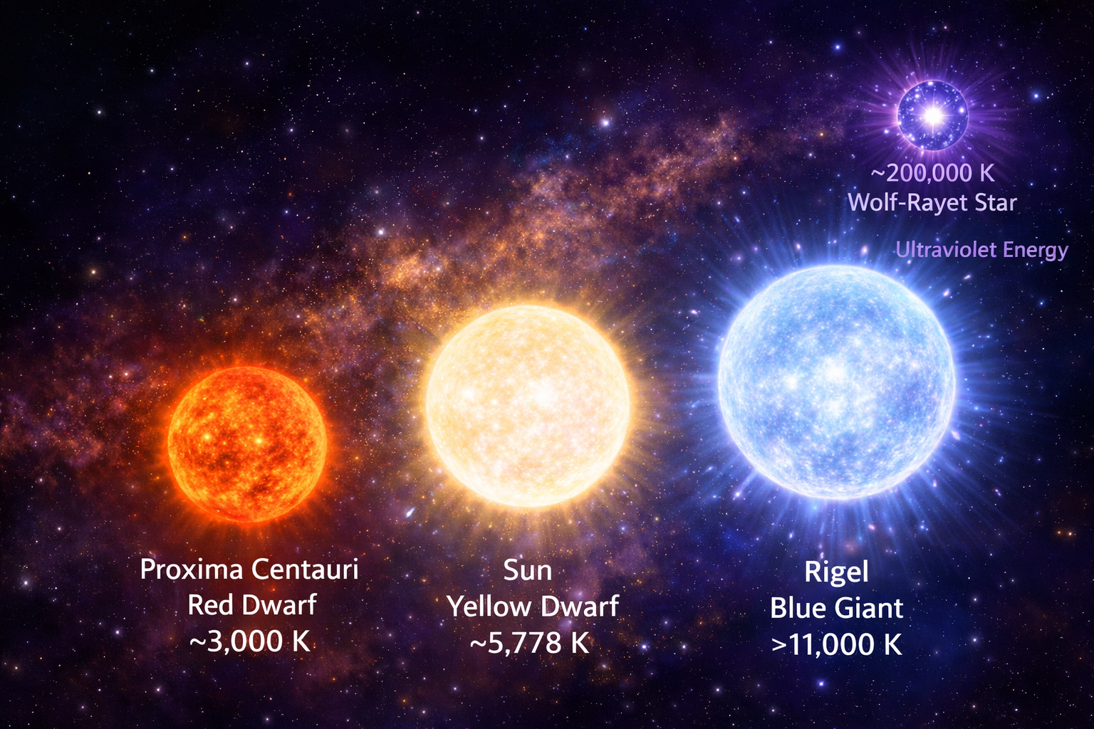 Star colours by temperature