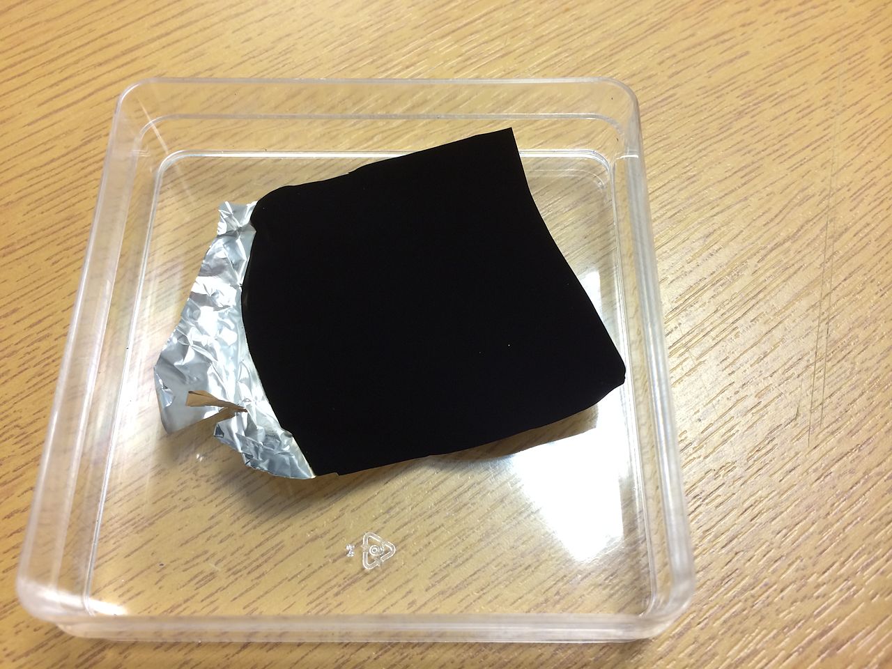 Crumpled aluminium foil coated in Vantablack